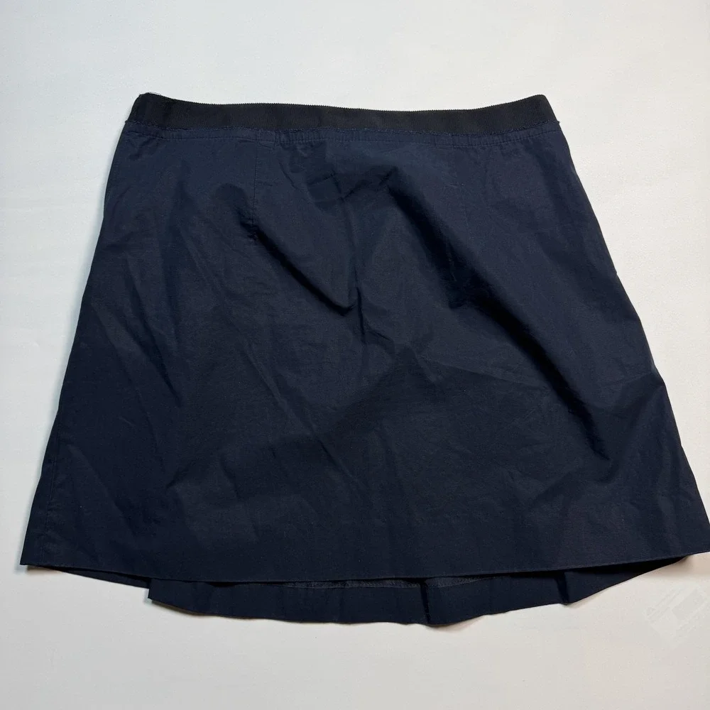 J Crew Skirt Womens 0 Navy 100% Cotton Pleated Mini Elastic Waist Pockets